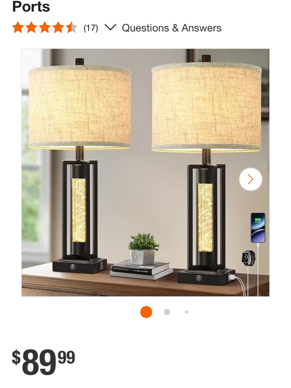 Black Table Lamp farmhouse set of 2 with Beige Shade - Modern Crystal Accent